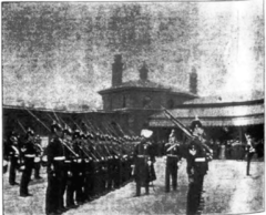 Sir Leslie Rundell inspecting the Royal Engineer Volunteers at Hastings Station